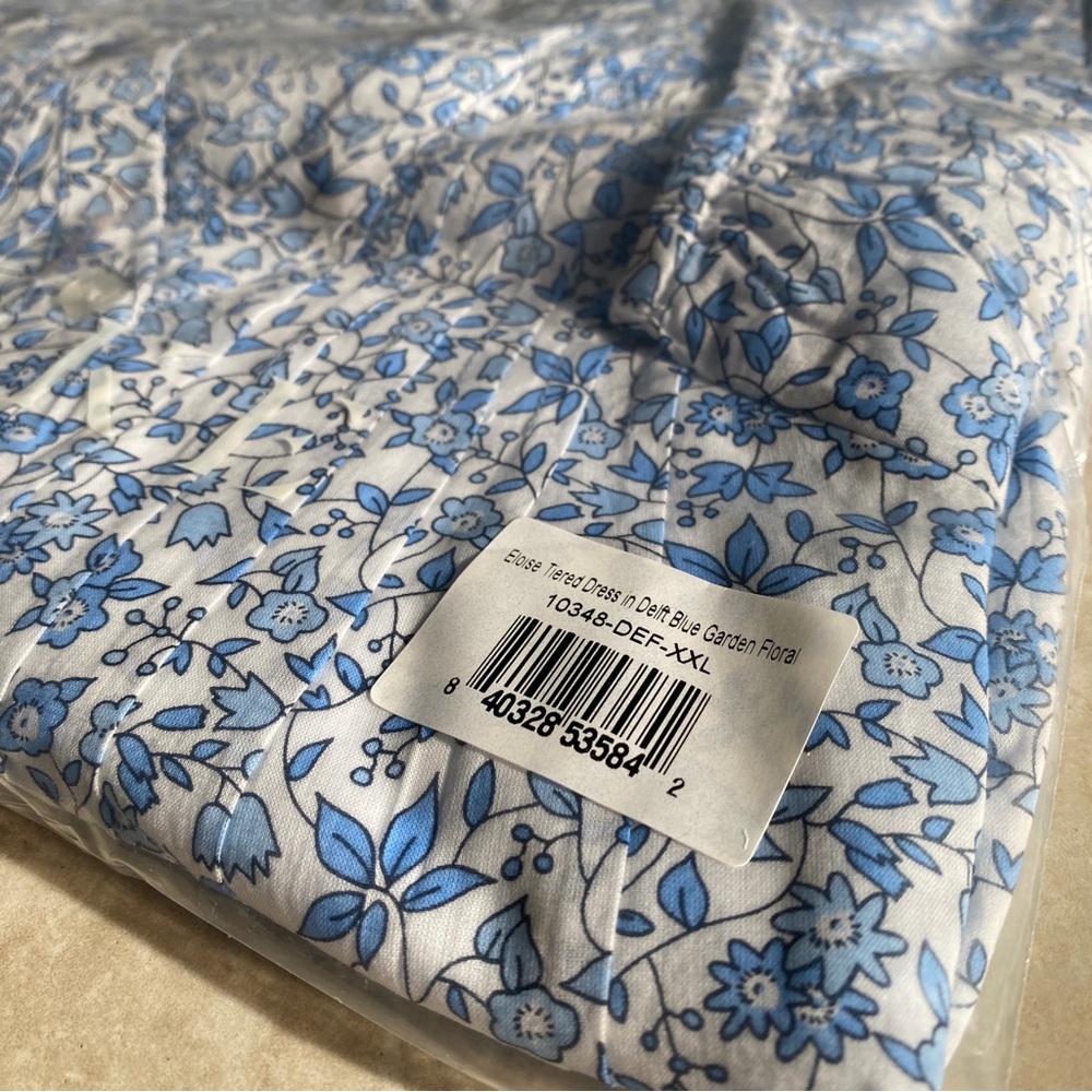 LAKE Eloise Tiered Dress in Delft Blue Garden Floral - Picture 5 of 5